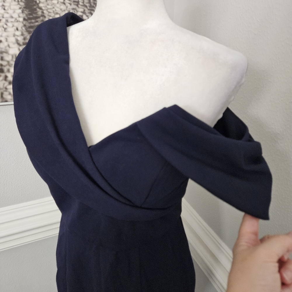 Bariano Australia navy blue dress size 6 off shoulder - Picture 5 of 9